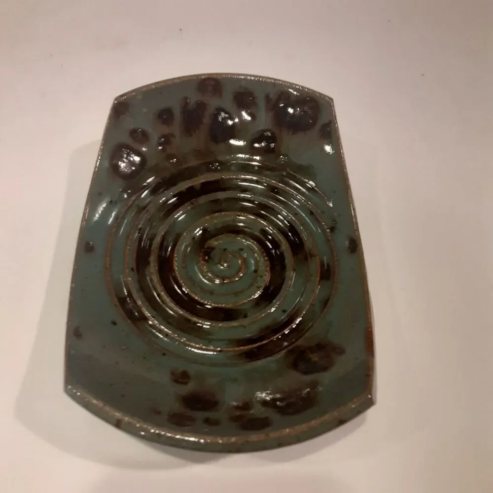 Artist Signed Stoneware Candle Holder Masculine